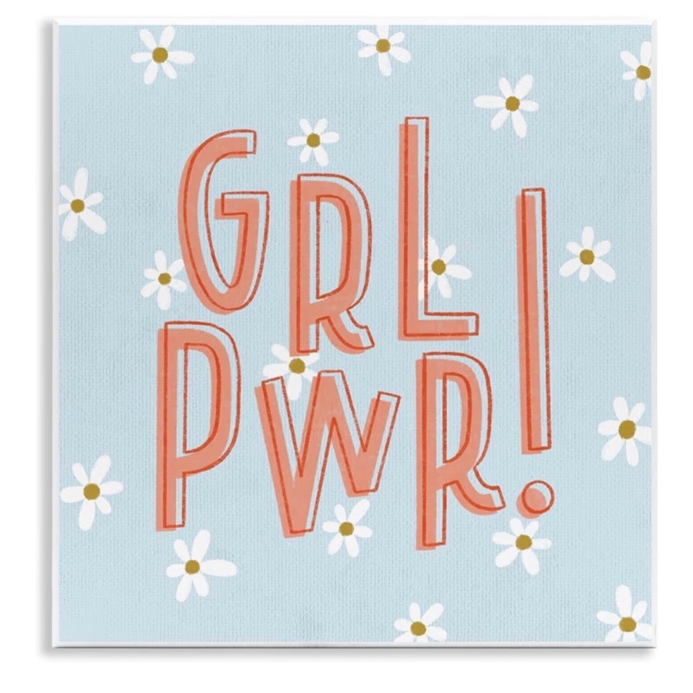 GRL PWR Canvas Art with Daisies